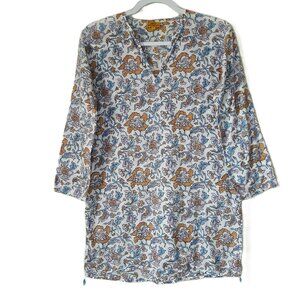 Roberta Roller Rabbit Floral Tunic Small Lightweight Hand Block Print Cotton